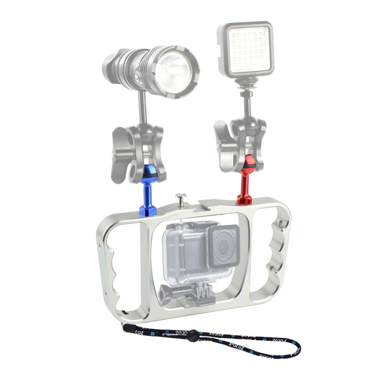 PULUZ CNC Aluminium Tragbare Unterwasserleuchte Doppelarm mit Lanyard