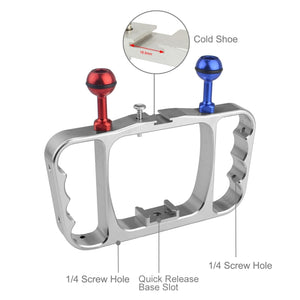 PULUZ CNC Aluminium Tragbare Unterwasserleuchte Doppelarm mit Lanyard