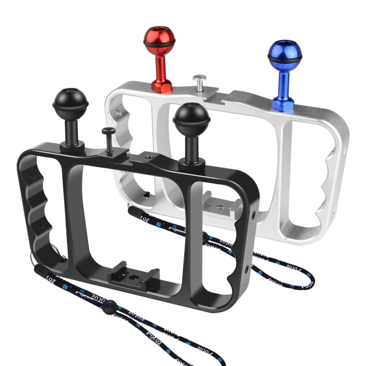 PULUZ CNC Aluminium Tragbare Unterwasserleuchte Doppelarm mit Lanyard