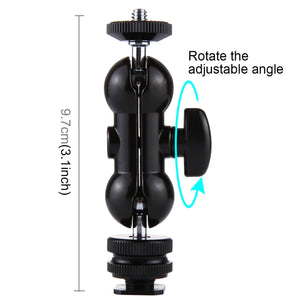 Tête sphérique pivotante PULUZ Flash Hot Shoe 1/4 pouce pour trépied...