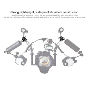 PULUZ Morsetto a sfera tripla Staffa per fotocamera subacquea Morsetto per to...