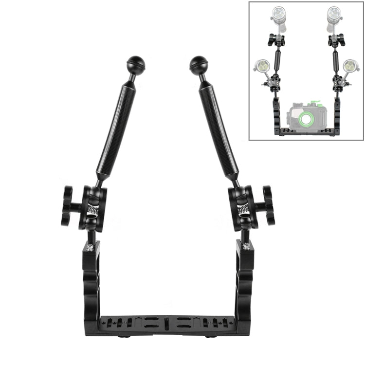 PULUZ Stabilizzatore per vassoio in alluminio a doppia impugnatura con 2 mors...