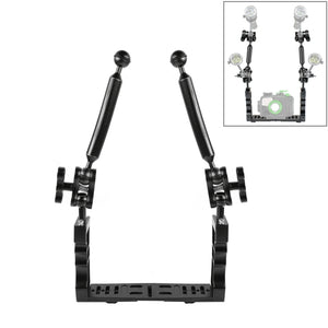 PULUZ Stabilizzatore per vassoio in alluminio a doppia impugnatura con 2 mors...