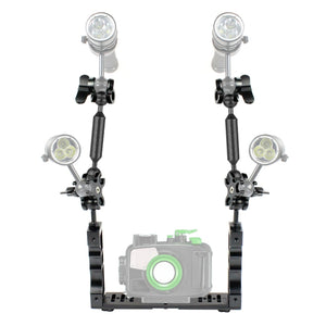 PULUZ Stabilizzatore per vassoio in alluminio a doppia impugnatura con 2 mors...