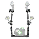 PULUZ Stabilizzatore per vassoio in alluminio a doppia impugnatura con 2 mors...
