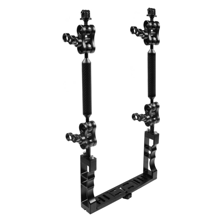 PULUZ Stabilizzatore per vassoio in alluminio a doppia impugnatura con 4 mors...