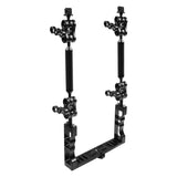 PULUZ Stabilizzatore per vassoio in alluminio a doppia impugnatura con 4 mors...