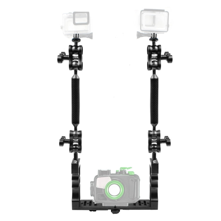 PULUZ Stabilizzatore per vassoio in alluminio a doppia impugnatura con 4 mors...