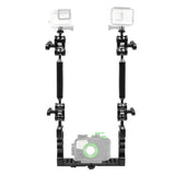 PULUZ Stabilizzatore per vassoio in alluminio a doppia impugnatura con 4 mors...