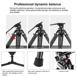 Trépied de caméra vidéo professionnel robuste en alliage d'aluminium PULUZ...