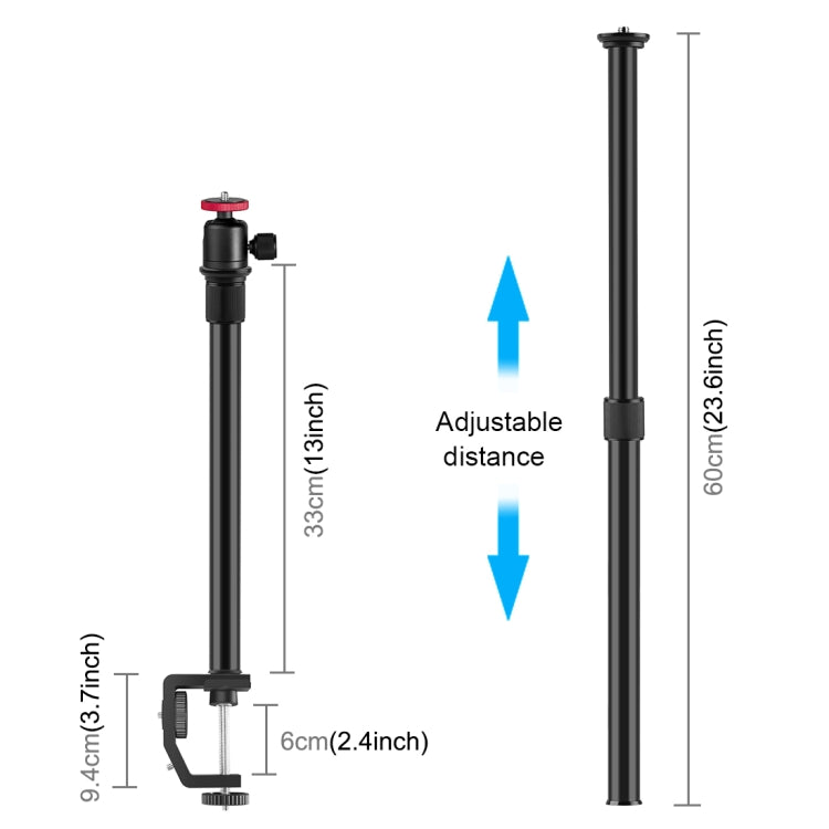 PULUZ C Morsetto Supporto per lampada Estensione per albero centrale Kit supp...