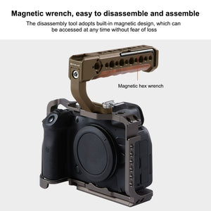 Maniglia superiore in legno per fotocamera PULUZ con supporto per slitta fred...
