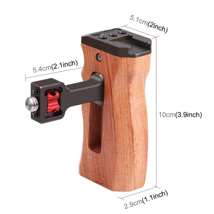 PULUZ Vite da 3/8 di pollice Maniglia laterale in legno per fotocamera univer...