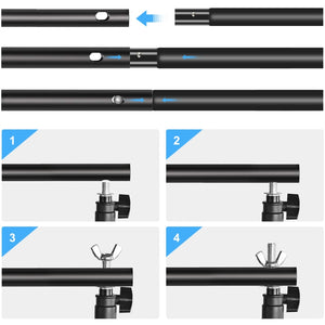 PULUZ 2 x 3 m Supporto per sfondo per studio fotografico Supporto per barra t...