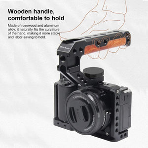 Maniglia superiore in legno per fotocamera PULUZ da 3/8 pollici con supporto ...