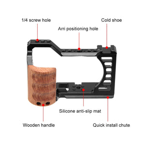 Für Sony Alpha 7C / ILCE-7C / A7C PULUZ Kamerakäfig aus Metall mit Holzgriff S...