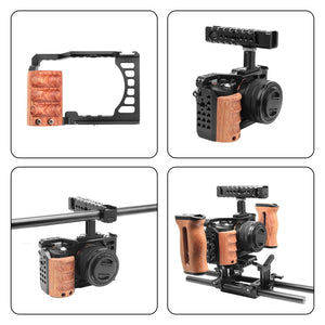 Für Sony Alpha 7C / ILCE-7C / A7C PULUZ Kamerakäfig aus Metall mit Holzgriff S...