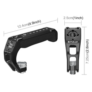 PULUZ ARRI Oberer Griff aus Aluminiumlegierung mit Silikonbeschichtung – Universal-Cold-Shoe-Griff mit 1/4" 3/8" Gewinde
