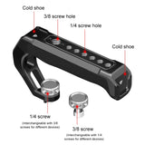 PULUZ ARRI Oberer Griff aus Aluminiumlegierung mit Silikonbeschichtung – Universal-Cold-Shoe-Griff mit 1/4" 3/8" Gewinde