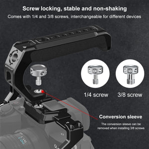 PULUZ ARRI Oberer Griff aus Aluminiumlegierung mit Silikonbeschichtung – Universal-Cold-Shoe-Griff mit 1/4" 3/8" Gewinde