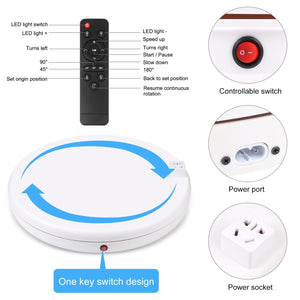PULUZ Espositore Rotante Elettrico 45 cm con Telecomando e Regolazione Velocità – Display Girevole 360° per Prodotti Pesanti fino a 100 kg