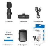 Microfoni riverbero lavalier wireless con riduzione del rumore PULUZ per iPho...