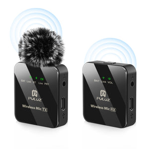 PULUZ Kabelloses Lavaliermikrofon, 1 Sender + 1 Empfänger (1 TX + 1 RX)