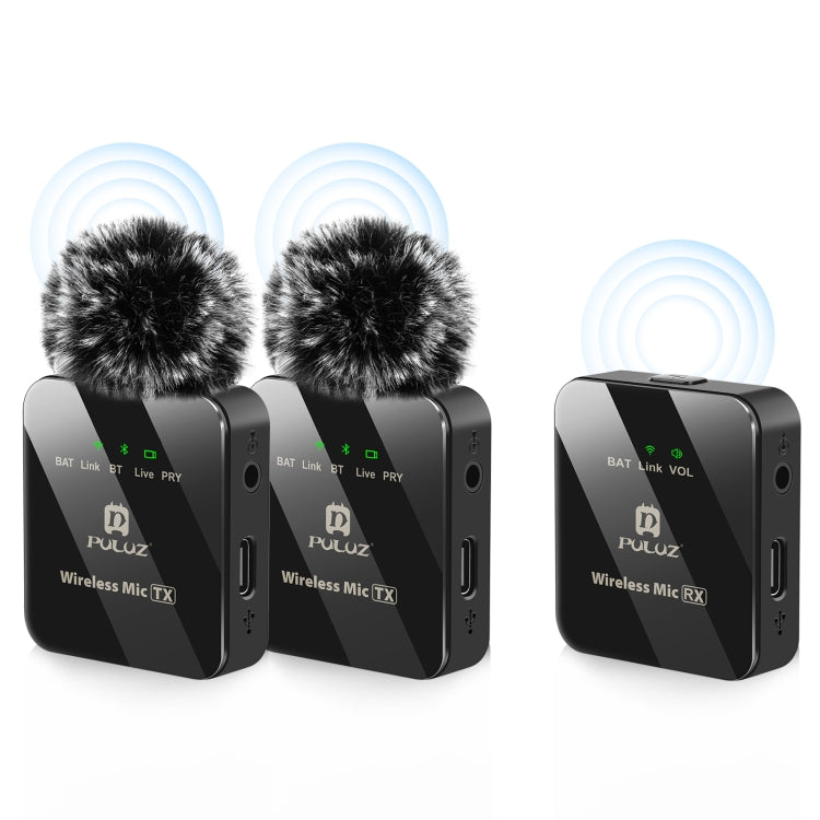 Microfono lavalier wireless PULUZ 2 TX + 1 RX, 2 TX + 1 RX