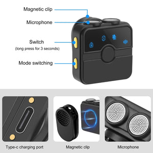 Microfono wireless lavalier magnetico PULUZ con custodia di ricarica, ricevit...