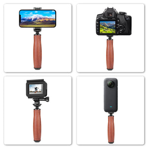 Impugnatura stabilizzatrice con impugnatura per fotocamera con manico in legn...