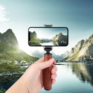 Impugnatura stabilizzatrice con impugnatura per fotocamera con manico in legn...