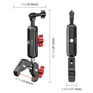 PULUZ Support de tige de bras de serrage de crabe de guidon de moto...