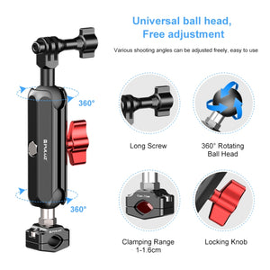 PULUZ Magic Arm Stangenhalter mit kleiner Klemme für Rückspiegel...