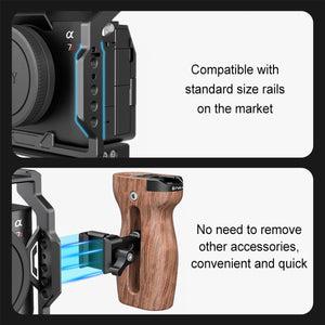 PULUZ Universal Slide Quick Release Side Handle in legno con attacco Cold Sho...