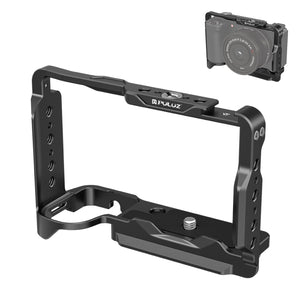 Cage stabilisatrice métallique PULUZ pour appareil photo Sony ZV-E10 II – Alliage d'aluminium de qualité aéronautique, compatible avec les accessoires, le support de trépied et les microphones.