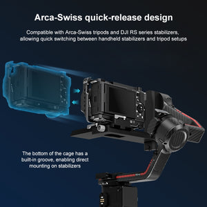 Cage stabilisatrice métallique PULUZ pour appareil photo Sony ZV-E10 II – Alliage d'aluminium de qualité aéronautique, compatible avec les accessoires, le support de trépied et les microphones.