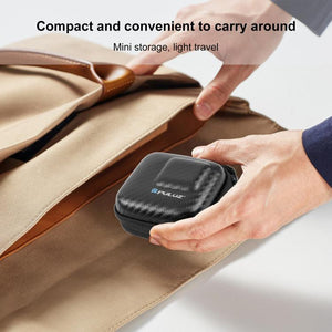 PULUZ Mini borsa portaoggetti portatile in fibra di carbonio per DJI OSMO Act...