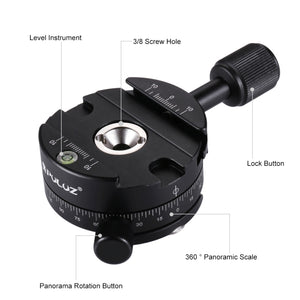 PULU Panorama-Kugelkopf aus Aluminiumlegierung mit 360-Grad-Drehung...