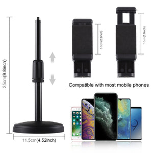 PULUZ Schreibtischständer mit runder Basis und Telefonklemme, höhenverstellbar...