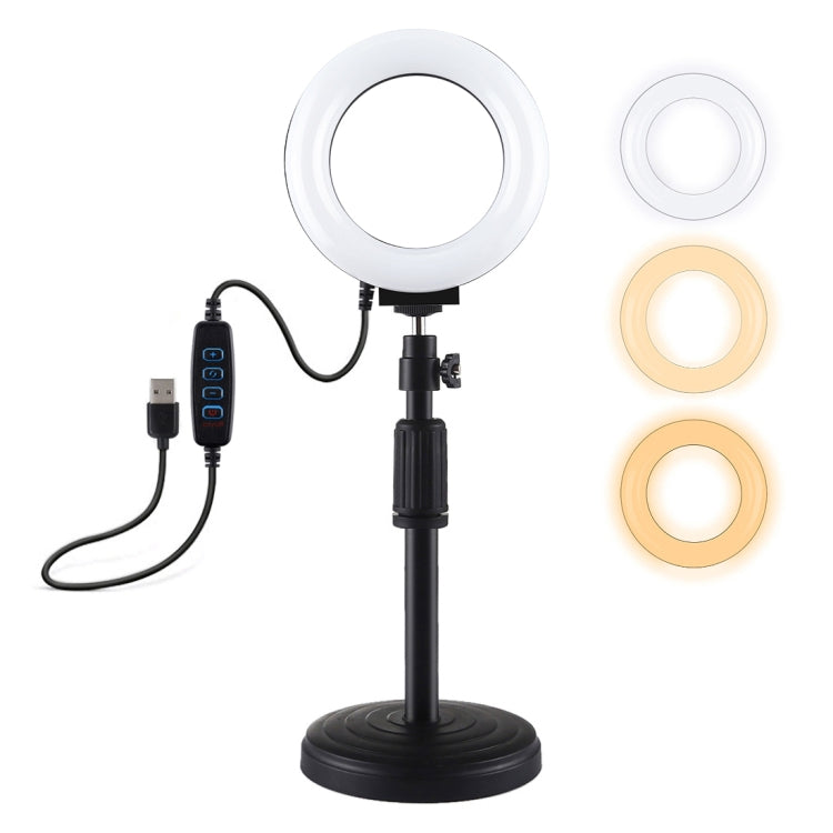 PULUZ Tischständer mit runder Basis + LED-Ring-Vlogging-Videolicht...