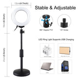 Supporto da tavolo con base rotonda PULUZ + luce video vlogging ad anello LED...