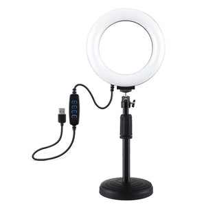 PULUZ Tischständer mit runder Basis + Vlogging-Videoleuchte mit Ring...