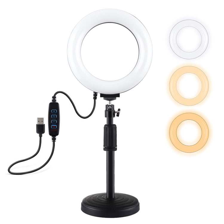 PULUZ Tischständer mit runder Basis + Vlogging-Videoleuchte mit Ring...