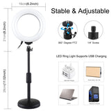 PULUZ Tischständer mit runder Basis + Vlogging-Videoleuchte mit Ring...