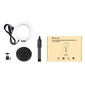 PULUZ Tischständer mit runder Basis + Vlogging-Videoleuchte mit Ring...