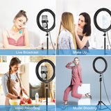 PULUZ 10,2 pouces 26 cm USB 3 modes LED à intensité variable Anneau lumineux Vlogging Selfie...