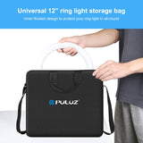 PULUZ Anello da 12 pollici con luci a LED Borsa a tracolla portatile con cern...