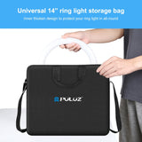 PULUZ Anello da 14 pollici con luci a LED Borsa a tracolla portatile con cern...