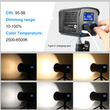 PULUZ 60W Luce Video Studio LED Portatile – Temperatura Colore 2500K-6500K, CRI 95+, Batteria 10000mAh, Mini Bowens, Effetti Creativi