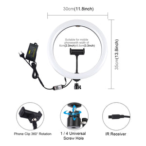PULUZ 11,8 pouces 30 cm RGB Dimmable LED Anneau Lumineux Vlogging Selfie Photogr...